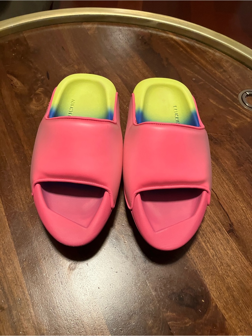 BALMAIN Be-It Quilted Leather Slides Multi Color Size 38 EU 8 US 5UK